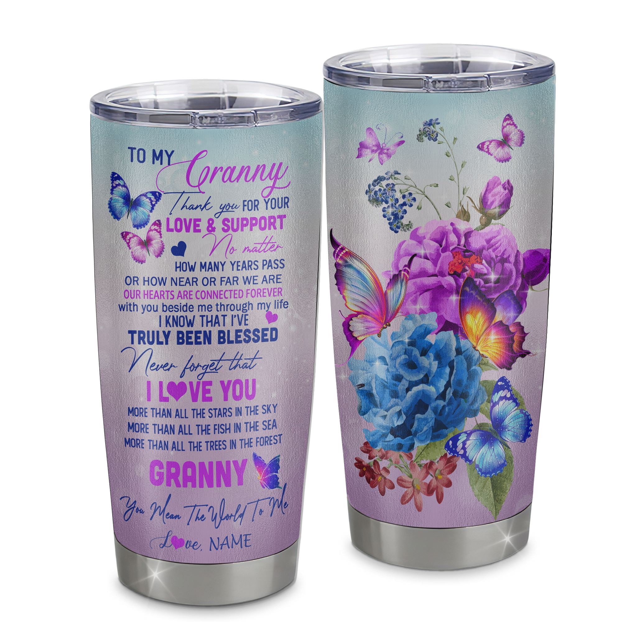 Personalized Granny From Granddaughter Stainless Steel Tumbler Cup Thank You Never Forget I Love You Granny Mothers Day Birthday Christmas Travel Mug | teecentury