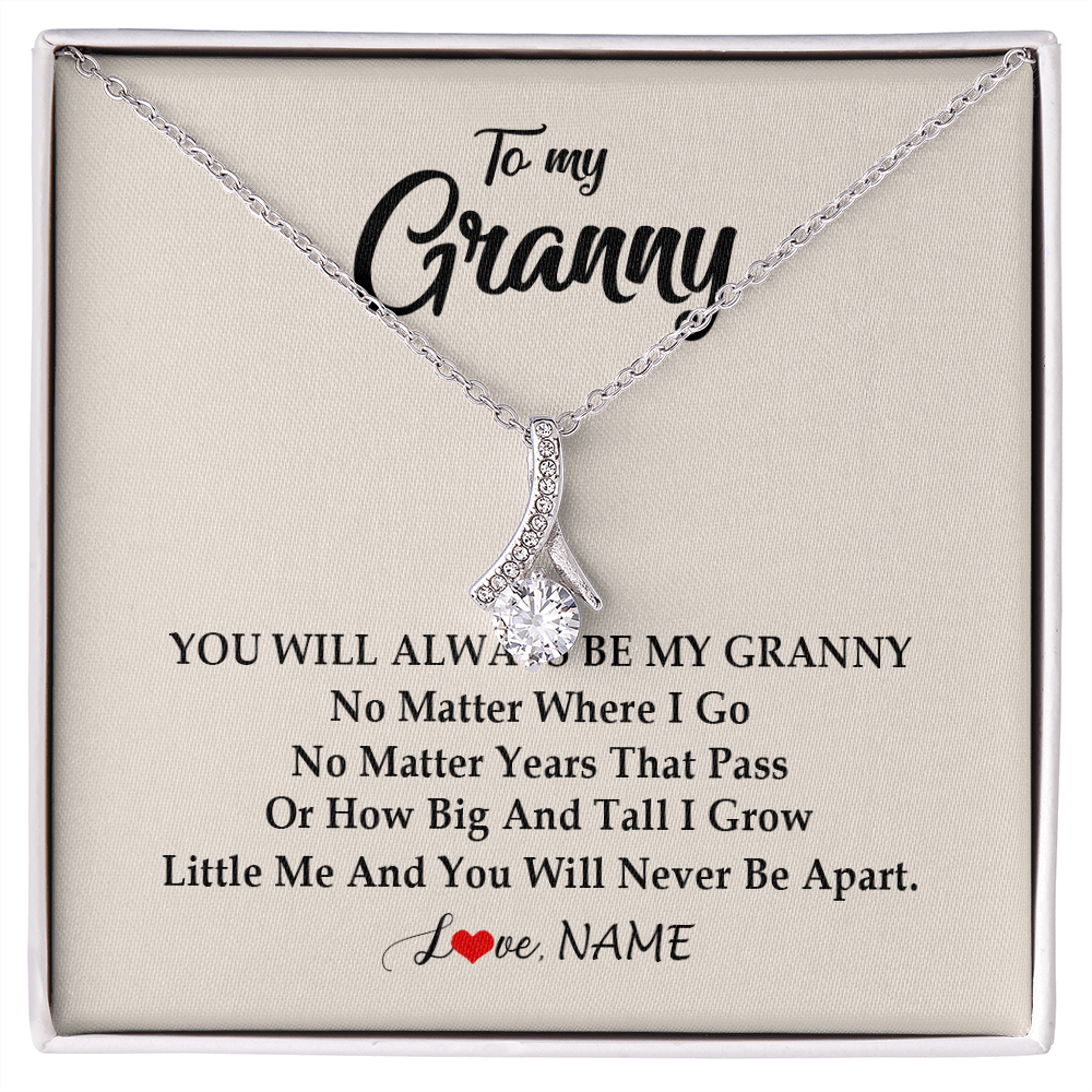 Alluring Beauty Necklace | Personalized Granny Necklace From Grandkids Granddaughter Grandson You Will Always Be My Granny Birthday Mothers Day Christmas Customized Gift Box Message Card | teecentury