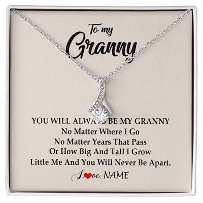 Alluring Beauty Necklace | Personalized Granny Necklace From Grandkids Granddaughter Grandson You Will Always Be My Granny Birthday Mothers Day Christmas Customized Gift Box Message Card | teecentury