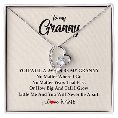 Forever Love Necklace | Personalized Granny Necklace From Grandkids Granddaughter Grandson You Will Always Be My Granny Birthday Mothers Day Christmas Customized Gift Box Message Card | teecentury