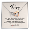 Interlocking Hearts Necklace | Personalized Granny Necklace From Grandkids Granddaughter Grandson You're Always In My Heart Granny Birthday Mothers Day Customized Gift Box Message Card | teecentury