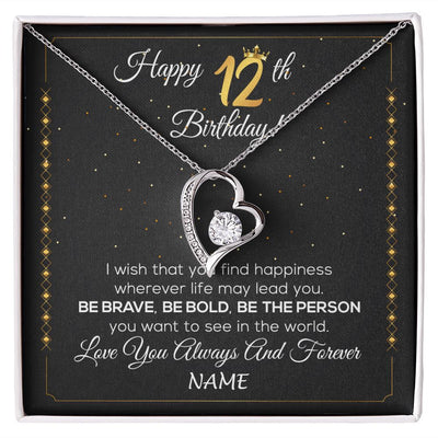 Forever Love Necklace | Personalized Happy 12Th Birthday Necklace For Her Girls Daughter Niece Sister Goddaughter Granddaughter 12 Year Old Birthday Customized Gift Box Message Card | teecentury