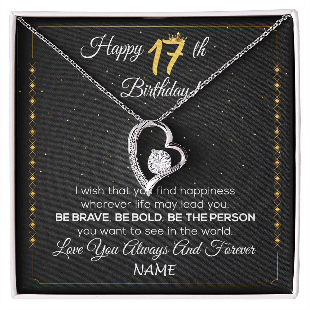 Forever Love Necklace | Personalized Happy 17Th Birthday Necklace For Her Girls Daughter Niece Sister Goddaughter Granddaughter 17 Year Old Birthday Customized Gift Box Message Card | teecentury