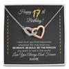 Interlocking Hearts Necklace | Personalized Happy 17Th Birthday Necklace For Her Girls Daughter Niece Sister Goddaughter Granddaughter 17 Year Old Birthday Customized Gift Box Message Card | teecentury