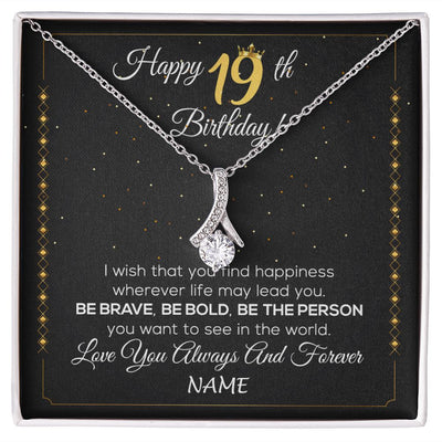 Alluring Beauty Necklace | Personalized Happy 19Th Birthday Necklace For Her Girls Daughter Niece Sister Goddaughter Granddaughter 19 Year Old Birthday Customized Gift Box Message Card | teecentury