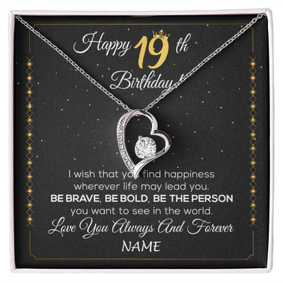 Forever Love Necklace | Personalized Happy 19Th Birthday Necklace For Her Girls Daughter Niece Sister Goddaughter Granddaughter 19 Year Old Birthday Customized Gift Box Message Card | teecentury