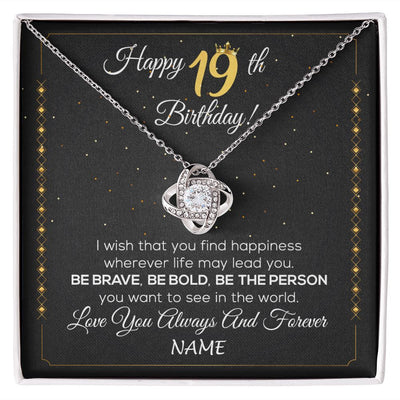 Love Knot Necklace | Personalized Happy 19Th Birthday Necklace For Her Girls Daughter Niece Sister Goddaughter Granddaughter 19 Year Old Birthday Customized Gift Box Message Card | teecentury