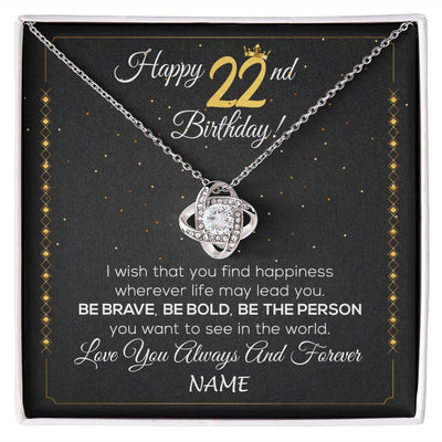 Love Knot Necklace | Personalized Happy 22Th Birthday Necklace For Her Girls Daughter Niece Sister Goddaughter Granddaughter 22 Year Old Birthday Customized Gift Box Message Card | teecentury