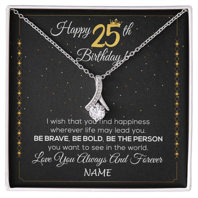 Alluring Beauty Necklace | Personalized Happy 25Th Birthday Necklace For Her Girls Daughter Niece Sister Goddaughter Granddaughter 25 Year Old Birthday Customized Gift Box Message Card | teecentury