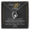 Forever Love Necklace | Personalized Happy 25Th Birthday Necklace For Her Girls Daughter Niece Sister Goddaughter Granddaughter 25 Year Old Birthday Customized Gift Box Message Card | teecentury