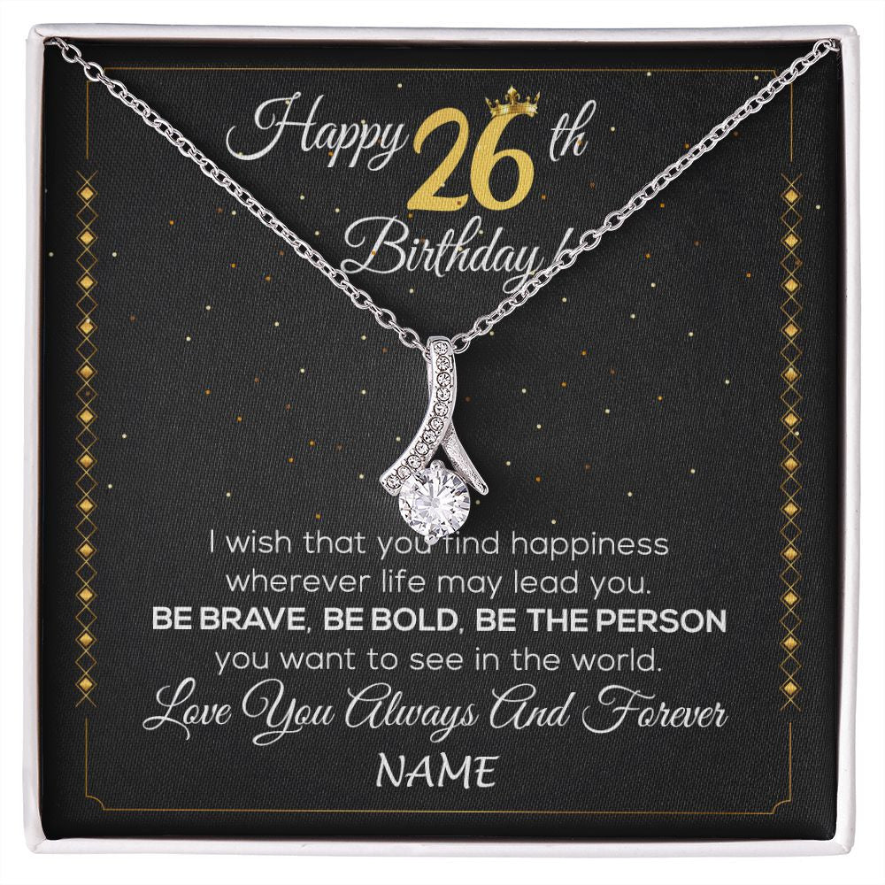 Alluring Beauty Necklace | Personalized Happy 26Th Birthday Necklace For Her Girls Daughter Niece Sister Goddaughter Granddaughter 26 Year Old Birthday Customized Gift Box Message Card | teecentury