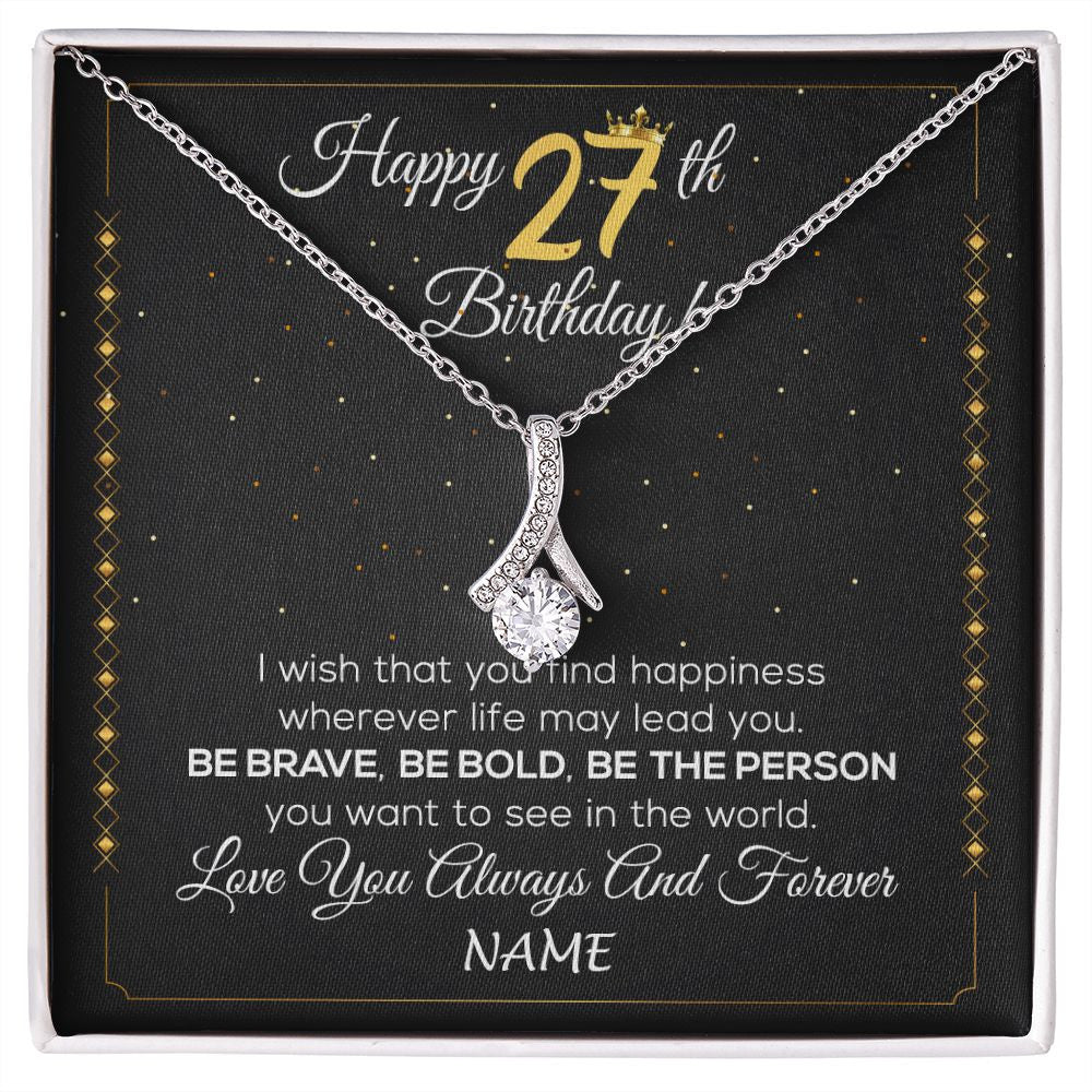 Alluring Beauty Necklace | Personalized Happy 27Th Birthday Necklace For Her Girls Daughter Niece Sister Goddaughter Granddaughter 27 Year Old Birthday Customized Gift Box Message Card | teecentury
