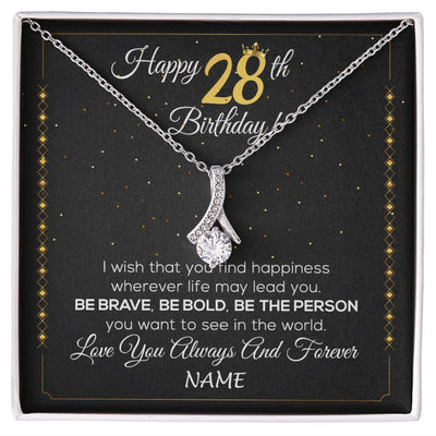 Alluring Beauty Necklace | Personalized Happy 28Th Birthday Necklace For Her Girls Daughter Niece Sister Goddaughter Granddaughter 28 Year Old Birthday Customized Gift Box Message Card | teecentury