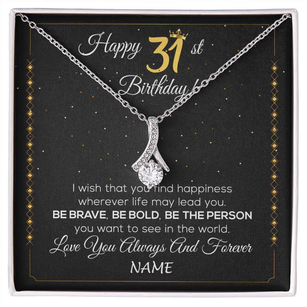 Alluring Beauty Necklace | Personalized Happy 31Th Birthday Necklace For Her Girls Daughter Niece Sister Goddaughter Granddaughter 31 Year Old Birthday Customized Gift Box Message Card | teecentury