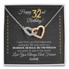 Interlocking Hearts Necklace | Personalized Happy 32Th Birthday Necklace For Her Girls Daughter Niece Sister Goddaughter Granddaughter 32 Year Old Birthday Customized Gift Box Message Card | teecentury
