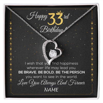 Forever Love Necklace | Personalized Happy 33Th Birthday Necklace For Her Girls Daughter Niece Sister Goddaughter Granddaughter 33 Year Old Birthday Customized Gift Box Message Card | teecentury