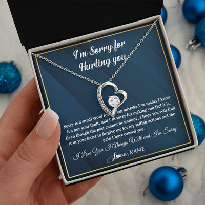 Forever Love Necklace | Personalized I'M Sorry Apology Necklace For Wife Girlfriend Forgive Me Sorry Gift Friend Partner Apology Pendant Jewelry Customized Gift Box Message Card | teecentury