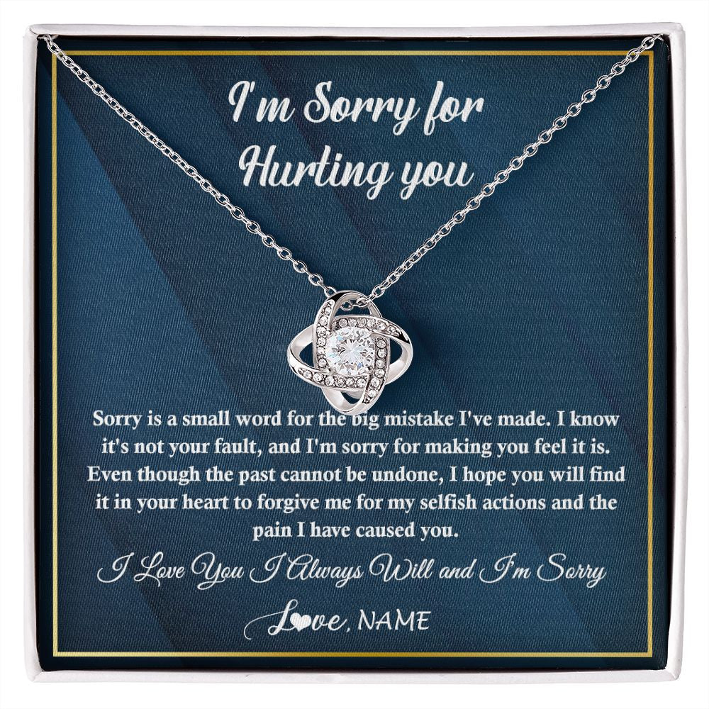 Love Knot Necklace | Personalized I'M Sorry Apology Necklace For Wife Girlfriend Forgive Me Sorry Gift Friend Partner Apology Pendant Jewelry Customized Gift Box Message Card | teecentury
