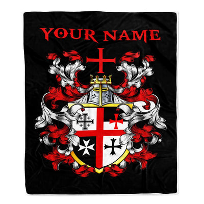 Personalized Knights Templar Blanket Custom Name Cross For Men Husband Dad Son Birthday Christmas Customized Bed Fleece Throw Blanket | teecentury