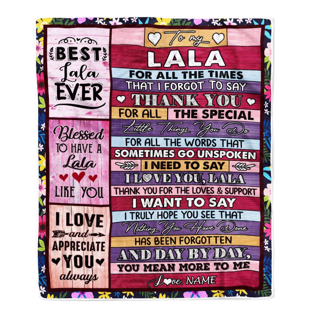 Personalized Lala Blanket From Granddaughter Grandson Thank You For The Love Lala Mothers Day Birthday Christmas Customized Bed Fleece Throw Blanket | teecentury