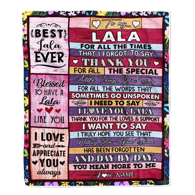 Personalized Lala Blanket From Granddaughter Grandson Thank You For The Love Lala Mothers Day Birthday Christmas Customized Bed Fleece Throw Blanket | teecentury