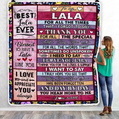 Personalized Lala Blanket From Granddaughter Grandson Thank You For The Love Lala Mothers Day Birthday Christmas Customized Bed Fleece Throw Blanket | teecentury