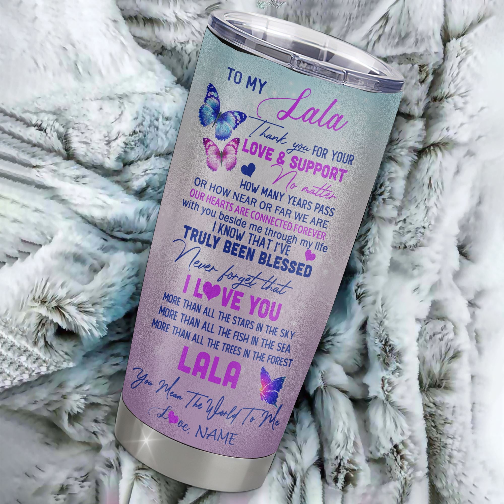 Personalized Lala From Granddaughter Grandson Stainless Steel Tumbler Cup Thank You Never Forget I Love You Lala Mothers Day Birthday Christmas Travel Mug | teecentury