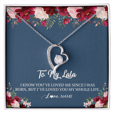 Forever Love Necklace | Personalized Lala Necklace From Grandkids Granddaughter Grandson I've Loved You My Whole Life Floral Lala Birthday Mothers Day Christmas Customized Message Card | teecentury
