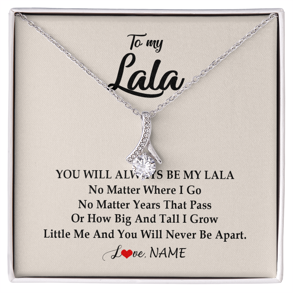 Alluring Beauty Necklace | Personalized Lala Necklace From Grandkids Granddaughter Grandson You Will Always Be My Lala Birthday Mothers Day Christmas Customized Gift Box Message Card | teecentury