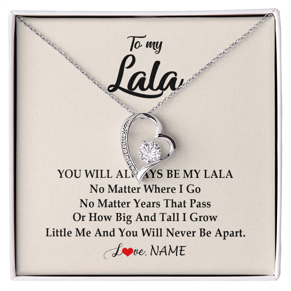 Forever Love Necklace | Personalized Lala Necklace From Grandkids Granddaughter Grandson You Will Always Be My Lala Birthday Mothers Day Christmas Customized Gift Box Message Card | teecentury
