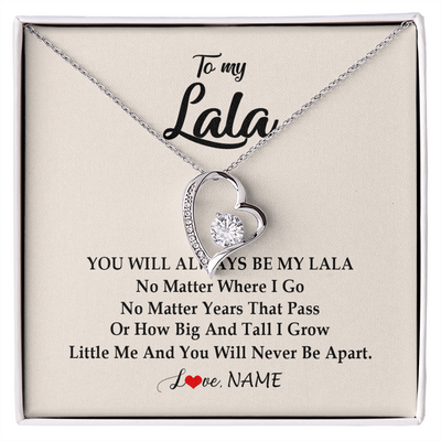 Forever Love Necklace | Personalized Lala Necklace From Grandkids Granddaughter Grandson You Will Always Be My Lala Birthday Mothers Day Christmas Customized Gift Box Message Card | teecentury