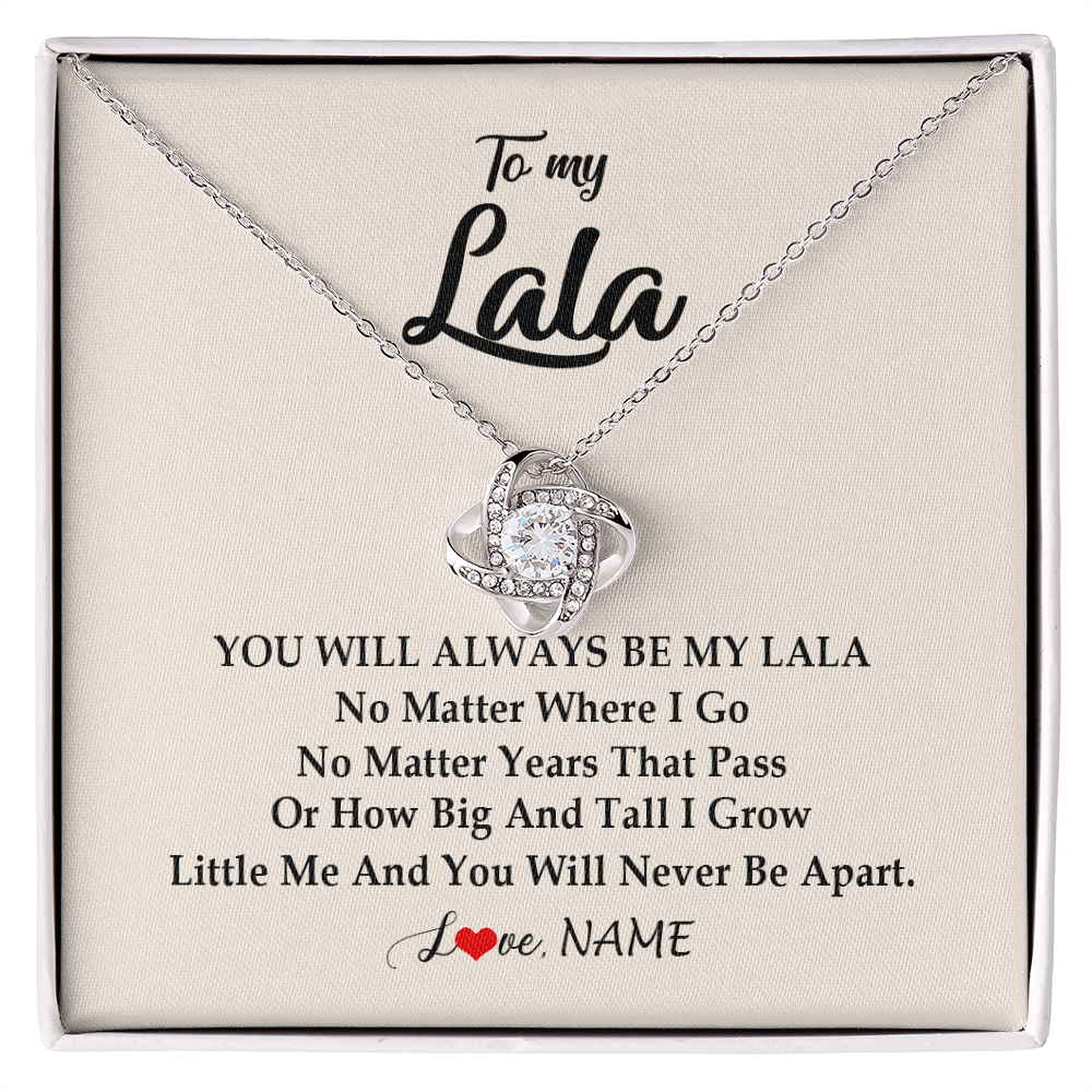 Love Knot Necklace | Personalized Lala Necklace From Grandkids Granddaughter Grandson You Will Always Be My Lala Birthday Mothers Day Christmas Customized Gift Box Message Card | teecentury