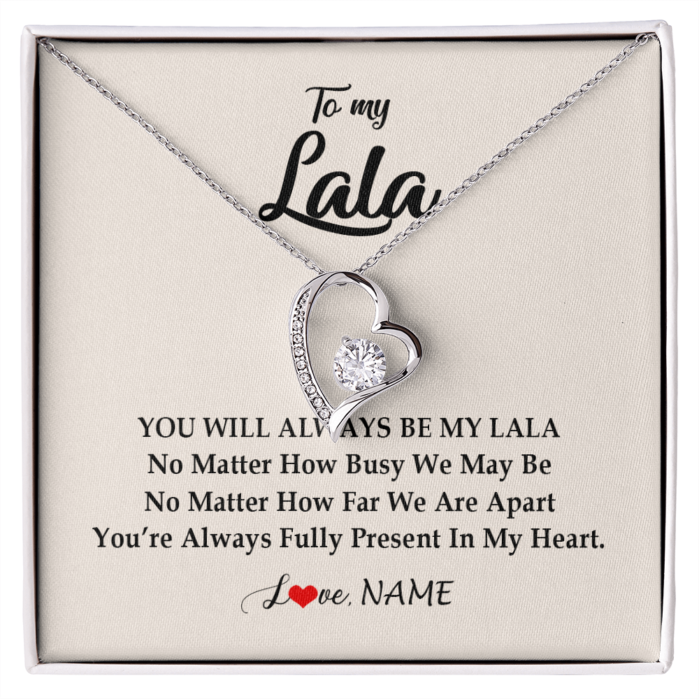 Forever Love Necklace | Personalized Lala Necklace From Grandkids Granddaughter Grandson You're Always In My Heart Lala Birthday Mothers Day Christmas Customized Gift Box Message Card | teecentury