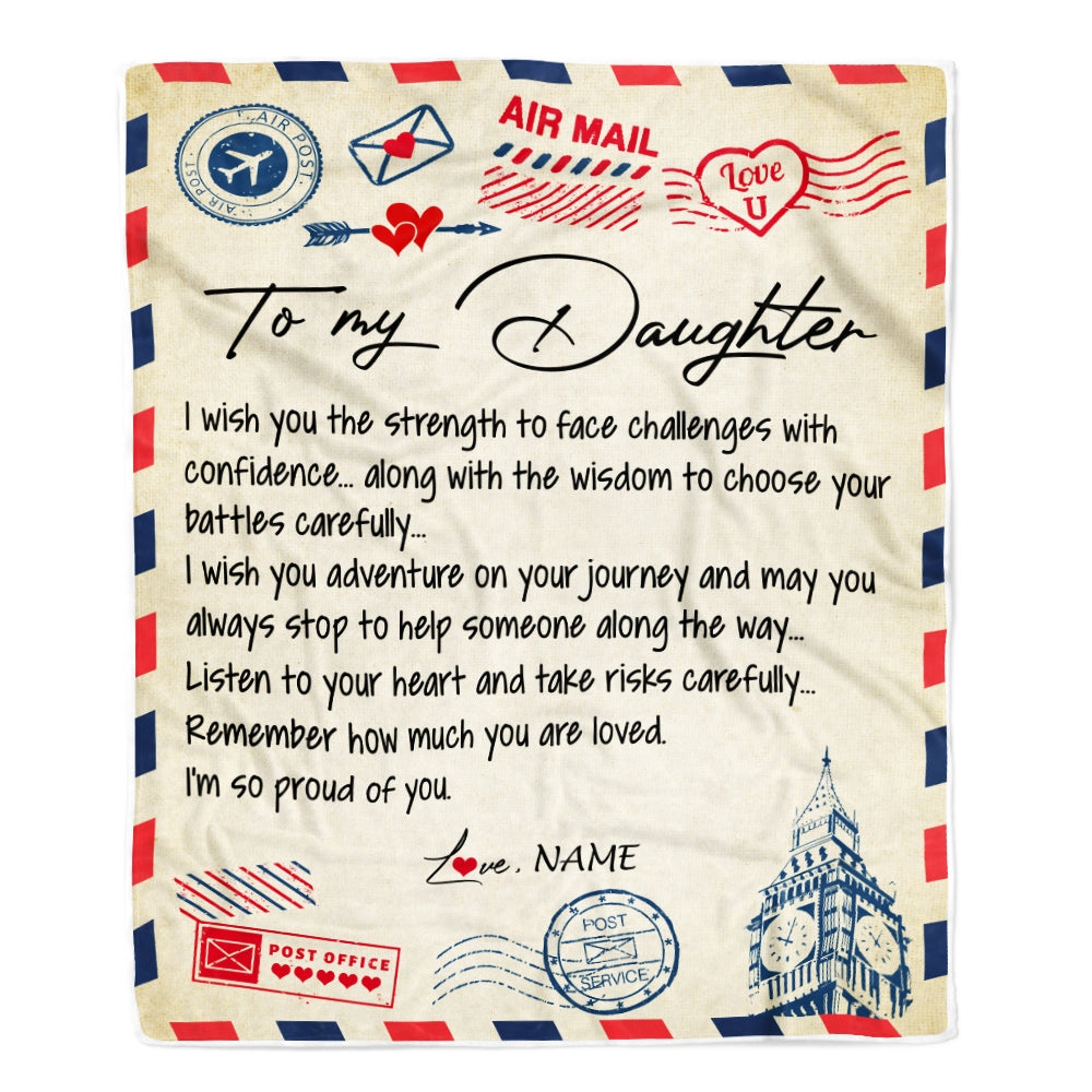 Personalized Letter Blanket To My Daughter From Mom Dad I'm So Proud Of You Daughter Birthday Christmas Thanksgiving Graduation Customized Fleece Blanket Blanket | Teecentury.com