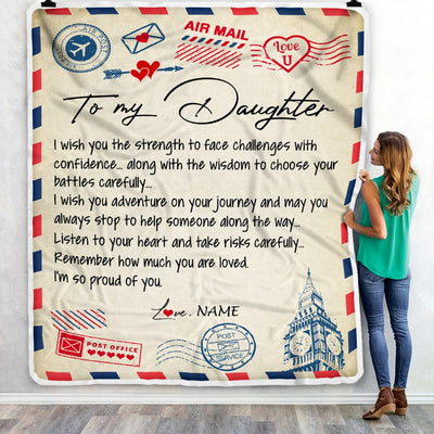 Personalized Letter Blanket To My Daughter From Mom Dad I'm So Proud Of You Daughter Birthday Christmas Thanksgiving Graduation Customized Fleece Blanket Blanket | Teecentury.com