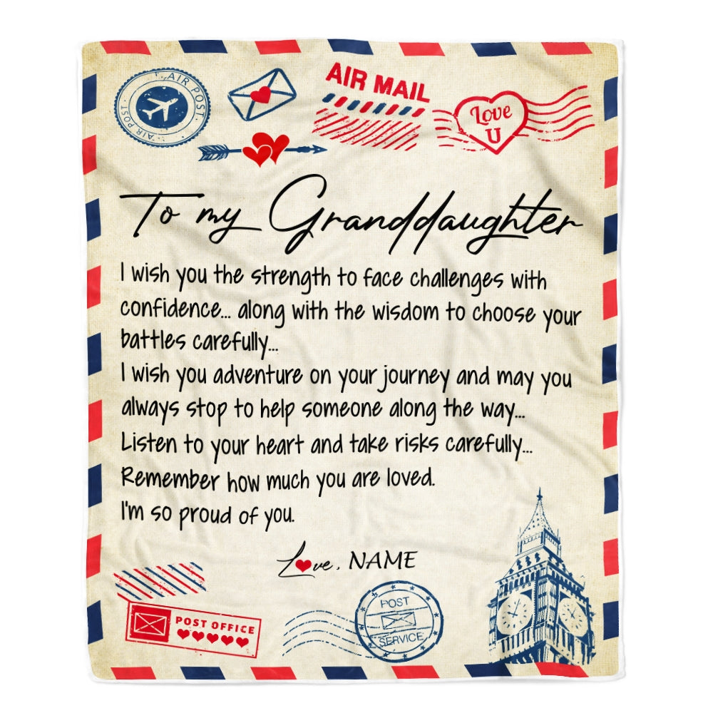 Personalized Letter Blanket To My Granddaughter From Grandma Grandpa I'm So Proud Of You Birthday Christmas Thanksgiving Graduation Customized Fleece Blanket Blanket | Teecentury.com