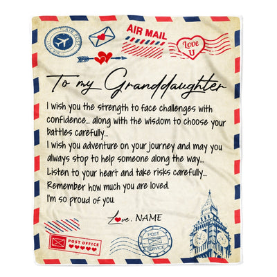 Personalized Letter Blanket To My Granddaughter From Grandma Grandpa I'm So Proud Of You Birthday Christmas Thanksgiving Graduation Customized Fleece Blanket Blanket | Teecentury.com