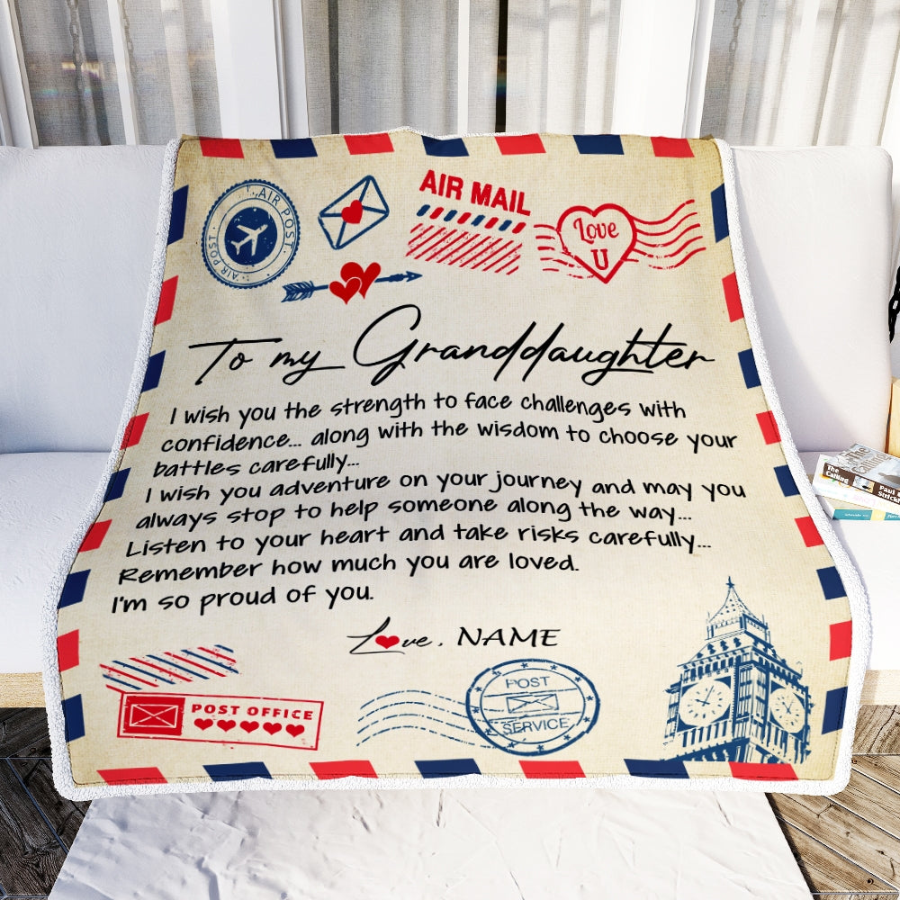 Personalized Letter Blanket To My Granddaughter From Grandma Grandpa I'm So Proud Of You Birthday Christmas Thanksgiving Graduation Customized Fleece Blanket Blanket | Teecentury.com