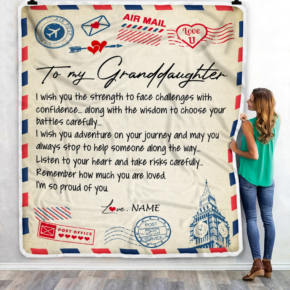 Personalized Letter Blanket To My Granddaughter From Grandma Grandpa I'm So Proud Of You Birthday Christmas Thanksgiving Graduation Customized Fleece Blanket Blanket | Teecentury.com