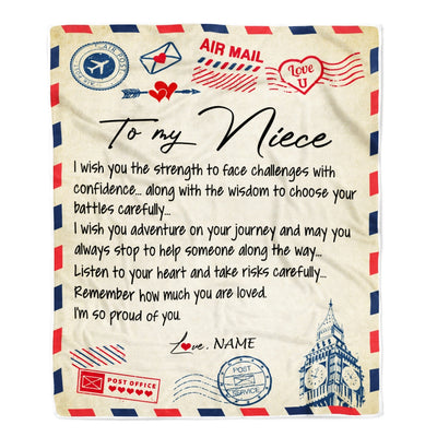 Personalized Letter Blanket To My Niece From Aunt Auntie Uncle I'm So Proud Of You Niece Birthday Christmas Thanksgiving Graduation Customized Fleece Blanket Blanket | Teecentury.com