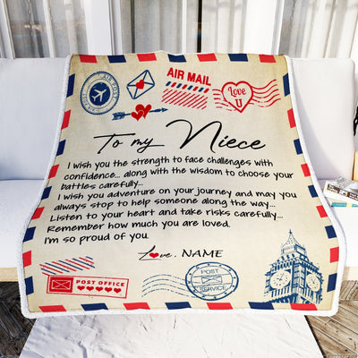 Personalized Letter Blanket To My Niece From Aunt Auntie Uncle I'm So Proud Of You Niece Birthday Christmas Thanksgiving Graduation Customized Fleece Blanket Blanket | Teecentury.com