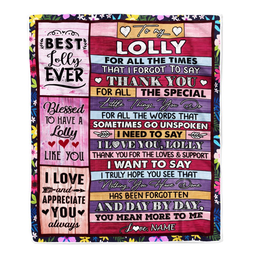 Personalized Lolly Blanket From Granddaughter Grandson Thank You For The Love Lolly Mothers Day Birthday Christmas Customized Bed Fleece Throw Blanket | teecentury