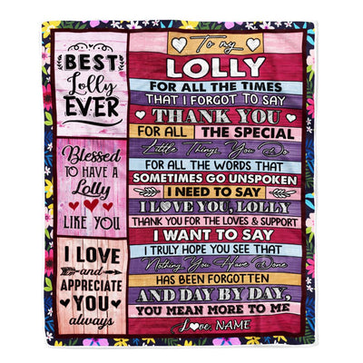 Personalized Lolly Blanket From Granddaughter Grandson Thank You For The Love Lolly Mothers Day Birthday Christmas Customized Bed Fleece Throw Blanket | teecentury