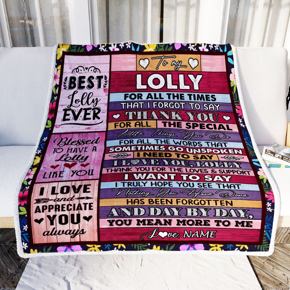 Personalized Lolly Blanket From Granddaughter Grandson Thank You For The Love Lolly Mothers Day Birthday Christmas Customized Bed Fleece Throw Blanket | teecentury