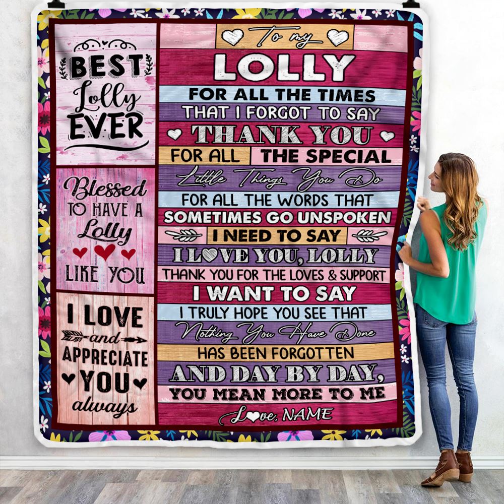 Personalized Lolly Blanket From Granddaughter Grandson Thank You For The Love Lolly Mothers Day Birthday Christmas Customized Bed Fleece Throw Blanket | teecentury