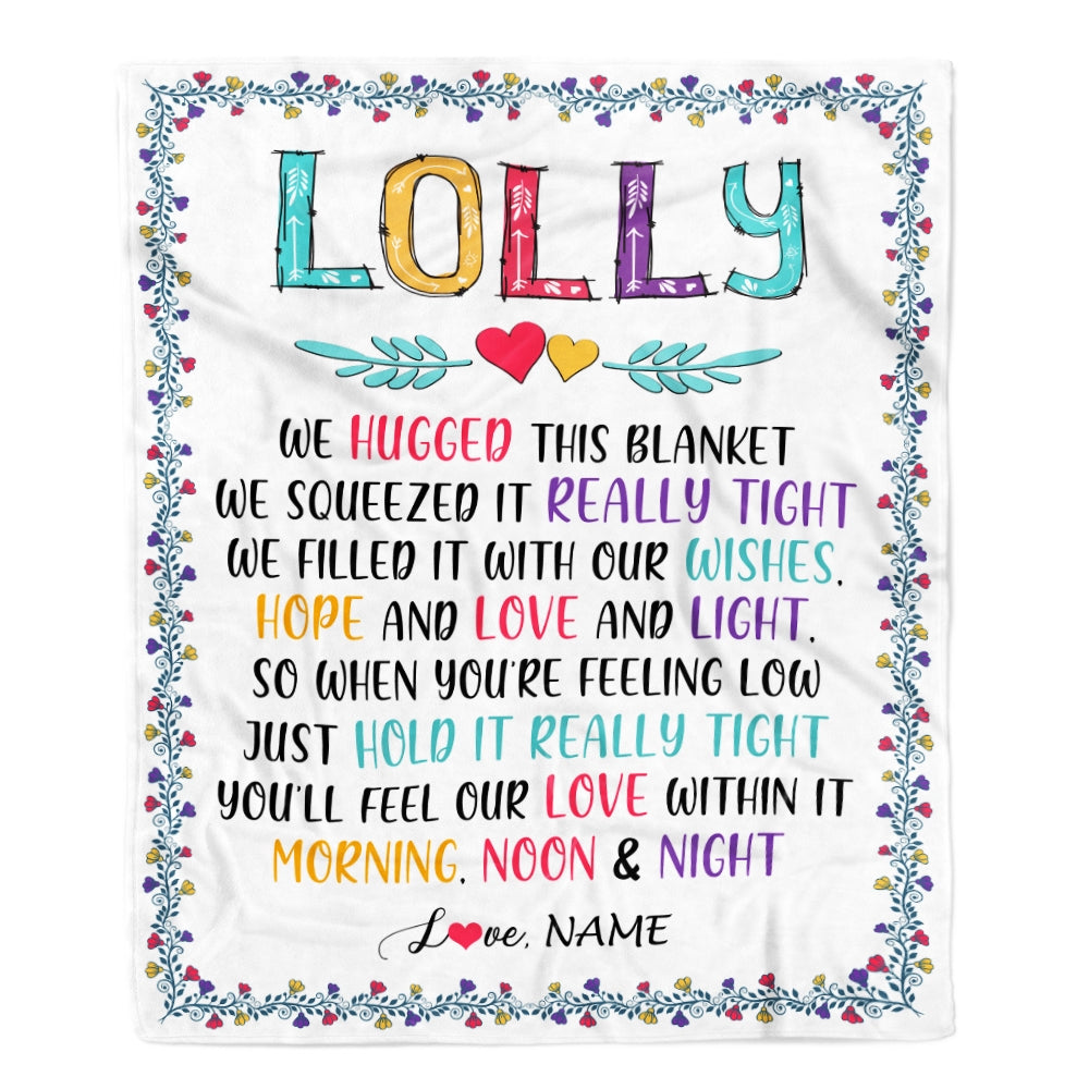 Personalized Lolly Blanket From Grandkids We Hugged This Blanket Lolly Birthday Mothers Day Christmas Customized Fleece Blanket Blanket | Teecentury.com
