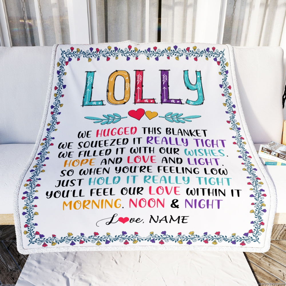 Personalized Lolly Blanket From Grandkids We Hugged This Blanket Lolly Birthday Mothers Day Christmas Customized Fleece Blanket Blanket | Teecentury.com