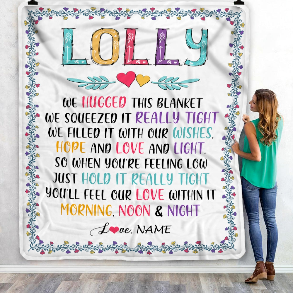 Personalized Lolly Blanket From Grandkids We Hugged This Blanket Lolly Birthday Mothers Day Christmas Customized Fleece Blanket Blanket | Teecentury.com