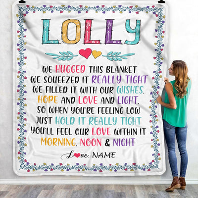 Personalized Lolly Blanket From Grandkids We Hugged This Blanket Lolly Birthday Mothers Day Christmas Customized Fleece Blanket Blanket | Teecentury.com