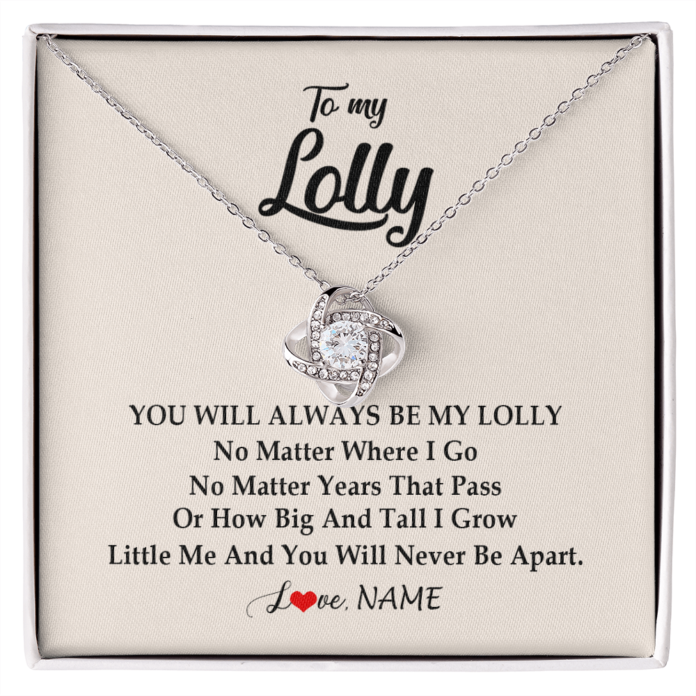 Love Knot Necklace | Personalized Lolly Necklace From Grandkids Granddaughter Grandson You Will Always Be My Lolly Birthday Mothers Day Christmas Customized Gift Box Message Card | teecentury